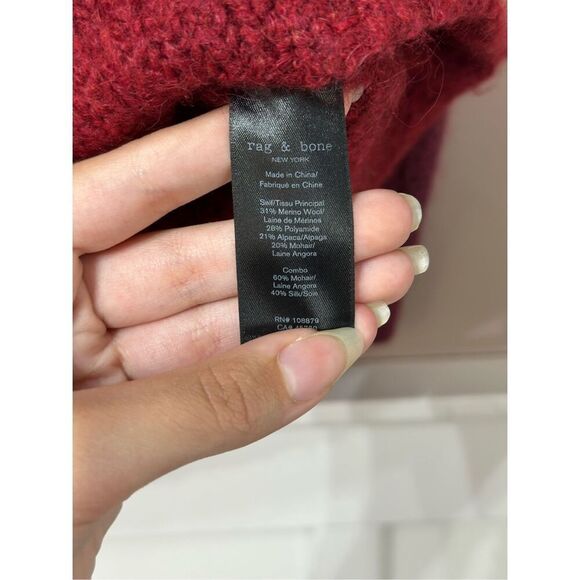 Rag & Bone Holland Funnel Neck Burgundy Mohair & Alpaca Blend Sweater Medium - Picture 5 of 11